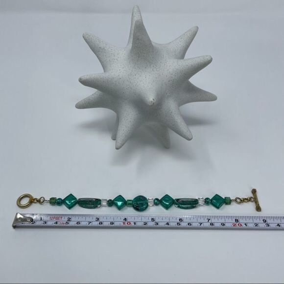 Bella Dolce | Teal Blue- Green Bracelet, Swarovski & Murano glass 9” - Picture 5 of 6